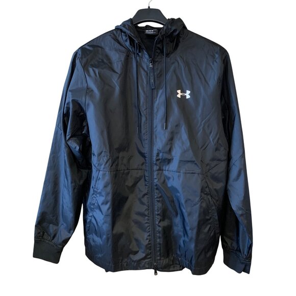 Under Armour Other - Under Armour Jacket Windbreaker Mens Black Full-Zip Hooded Medium Lightweight